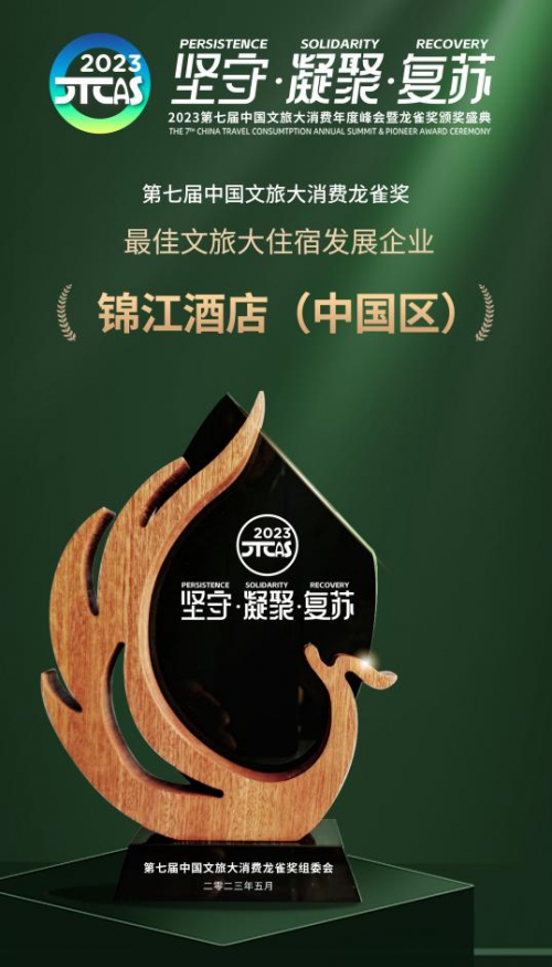 锦江酒店(中国区)三年新增签约酒店超5000家 荣膺“最佳文旅大住宿发展企业”